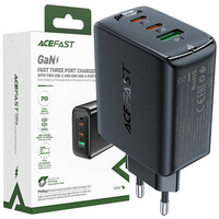 Acefast szybka ładowarka sieciowa GaN (2xUSB-C / USB-A) PPS / PD / QC4+ 65W czarna (A41)