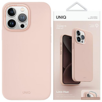 UNIQ etui Lino Hue iPhone 15 Pro Max 6.7" Magclick Charging różowy/blush pink