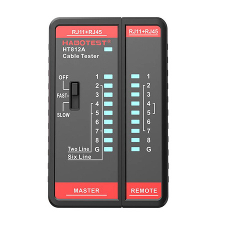 HABOTEST TESTER KABLI RJ11 RJ45 DO TELEFONÓW I KOMPUTERÓW POMIAR POŁĄCZENIA