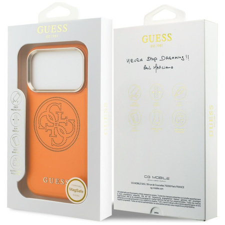 Etui Guess Perforated 4G MagSafe do      iPhone 17 Pro pomarańczowy