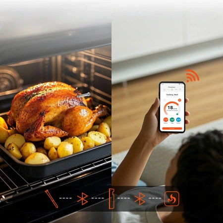 Termometr kuchenny Meatmeet S Pro z aplikacją Bluetooth/WiFi do grilla piekarnika wędzarni - szary