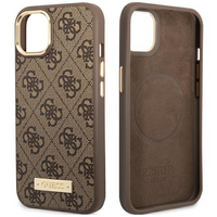 Guess GUHMP14MU4GPRW iPhone 14 Plus 6,7" brązowy/brown hard case 4G Logo Plate MagSafe