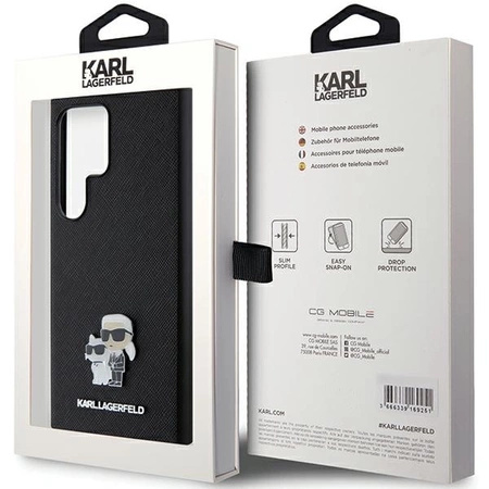 Etui Karl Lagerfeld Saffiano Karl&Choupette Metal Pin na Samsung Galaxy S24 Ultra - czarne