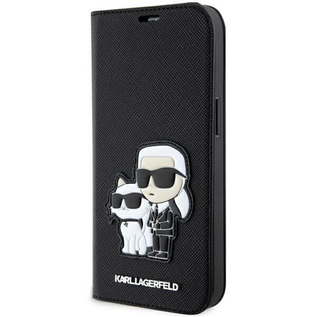 Etui Karl Lagerfeld KLBKP14LSANKCPK na iPhone 14 Pro bookcase - czarne Saffiano Karl&Choupette