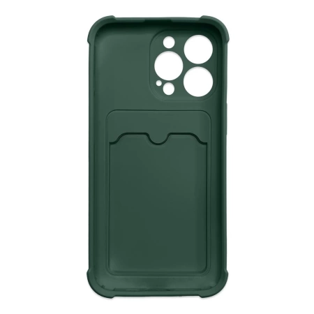 Card Armor Case etui pokrowiec do Samsung Galaxy A22 4G portfel na kartę silikonowe pancerne etui Air Bag zielony