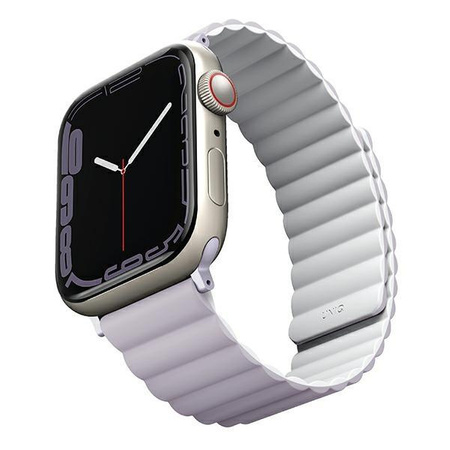 UNIQ pasek Revix Apple Watch Series 4/5/6/7/8/SE/SE2 38/40/41mm. Reversible Magnetic lilak-biały/lilac-white