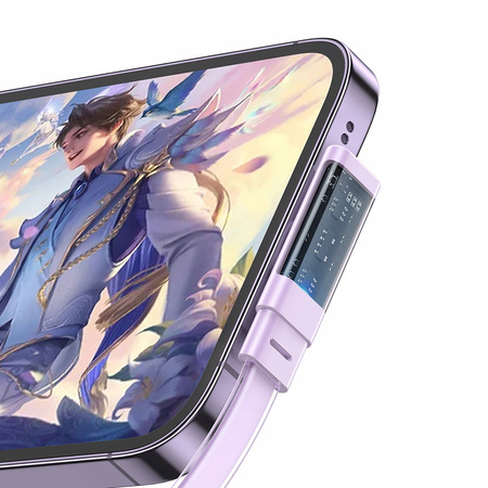 MCDODO KABEL KĄTOWY USB LIGHTNING PŁASKI 36W DO IPHONE 13 14 FIOLETOWY 1M