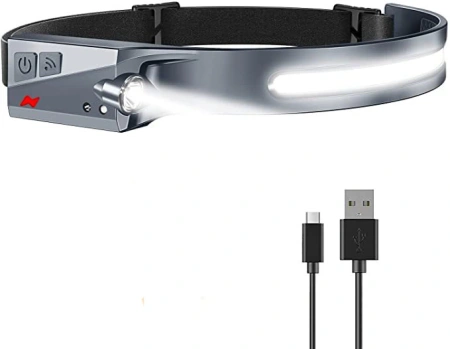 HURTEL LATARKA CZOŁOWA LED Z CZUJNIKIEM RUCHU DO WĘDROWANIA Z IPX4 1200 MAH