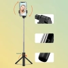 HURTEL SELFIE STICK TELESKOPOWY TRIPOD DO TELEFONÓW 0.7M CZARNY KOMPAKTOWY