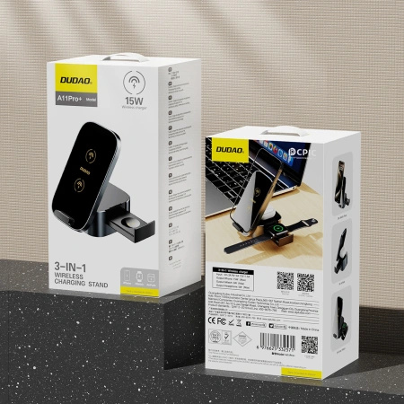 DUDAO ŁADOWARKA INDUKCYJNA 15W 3W1 DO IPHONE ANDROID SMARTWATCHÓW SŁUCHAWEK