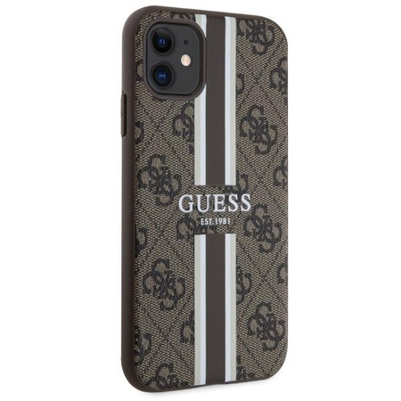 Etui Guess GUHMN61P4RPSW na iPhone 11 / Xr - brązowe 4G Printed Stripes MagSafe
