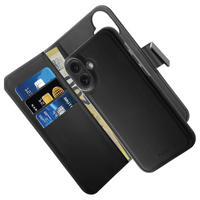 Etui z ekoskóry Puro Wallet Detachable MagSafe 2w1 z klapką i portfelem do iPhone 16 - czarne
