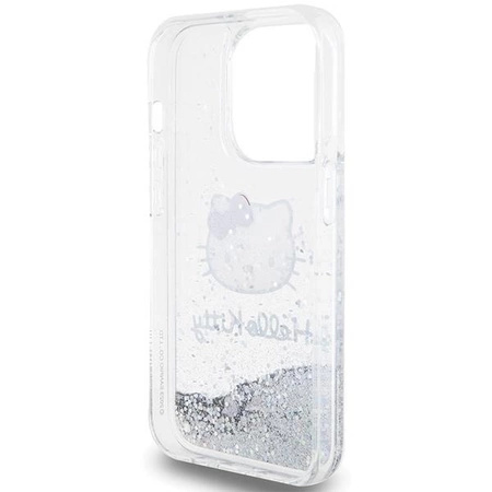 Etui Hello Kitty Liquid Glitter Charms Kitty Head na iPhone 14 Pro Max - srebrne