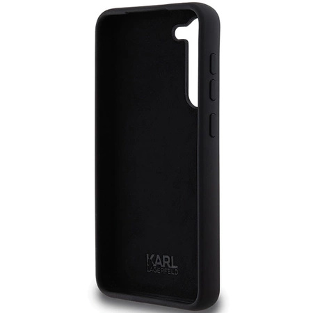 Etui Karl Lagerfeld Silicone Karl&Choupette Metal Pin na Samsung Galaxy S23+ - czarne