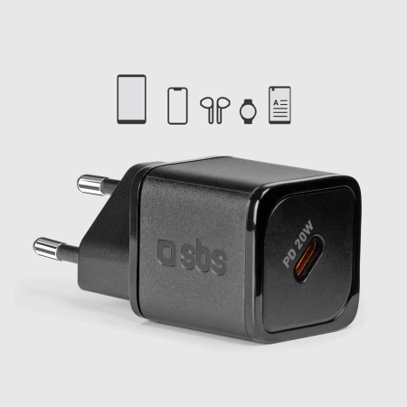 SBS ŁADOWARKA SIECIOWA 20W GaN USB-C DO IPHONE 12 13 14 15 SZYBKA ŁADOWARKA