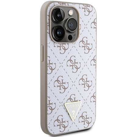 Etui Guess 4G Triangle Metal Logo na iPhone 15 Pro Max - białe