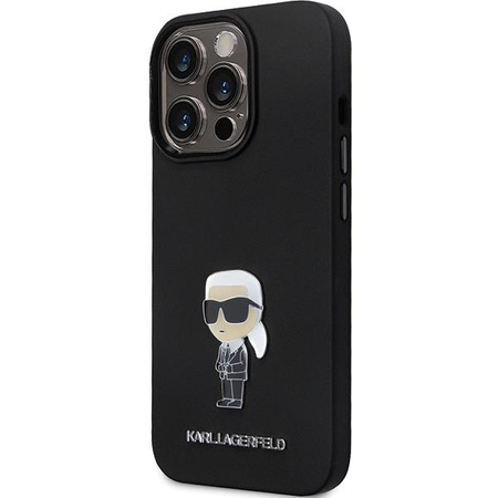 Etui Karl Lagerfeld KLHCP13LSMHKNPK na iPhone 13 Pro / 13 - czarne Silicone Ikonik Metal Pin