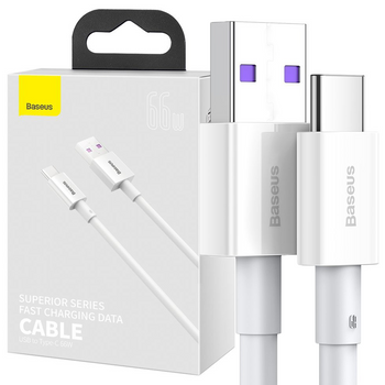 Baseus Superior kabel USB - USB Typ C 66 W 6A 1 m Biały (CATYS-02)