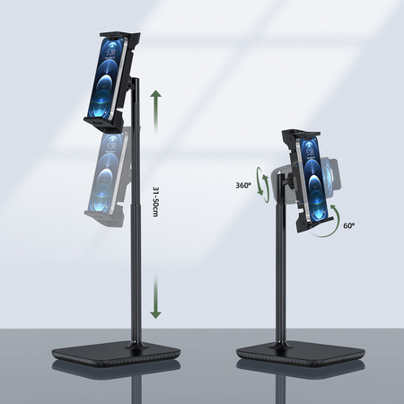 Acefast teleskopowy uchwyt do telefonu i tabletu (135-230mm szer.) na biurko 360° czarny (E4 black)