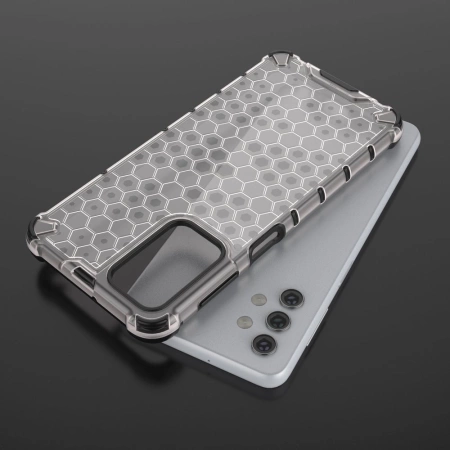 HURTEL ETUI HONEYCOMB DO SAMSUNG GALAXY A32 5G Z ŻELOWĄ RAMKĄ PRZEZROCZYSTE