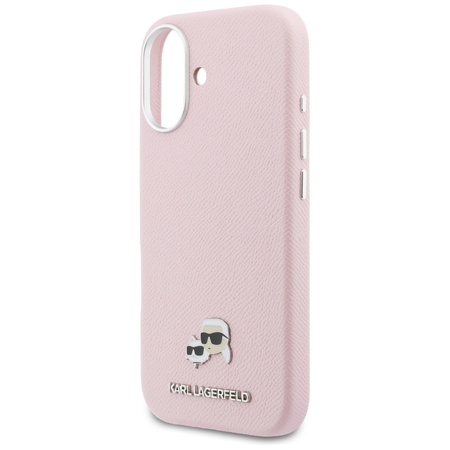 Etui Karl Lagerfeld Karl & Choupette Head Pins Saffiano MagSafe do iPhone 17 różowy