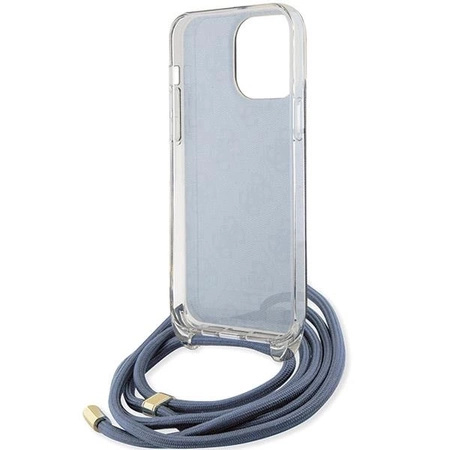 Etui Guess Crossbody Cord 4G Print na iPhone 15 Pro - niebieskie