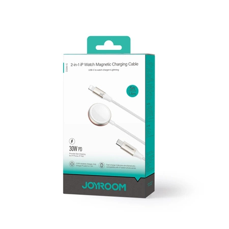 Joyroom 2 w 1 kabel lightning i ładowarka indukcyjna do Apple Watch 1.5m biały (S-IW011)