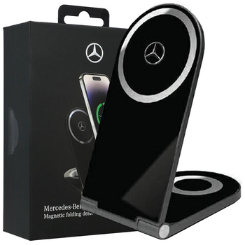 Ładowarka indukcyjna Mercedes Silver Stars MagSafe składana 2w1 15W - czarna