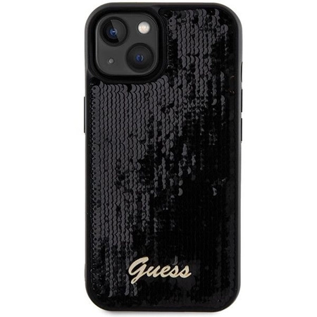 Etui Guess Sequin Script Metal na iPhone 14 / 15 / 13 - czarne