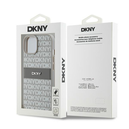 DKNY CASE DO IPHONE 15 PLUS 14 PLUS Z LOGO MONO STRIPE I METALOWYM AKCENTEM