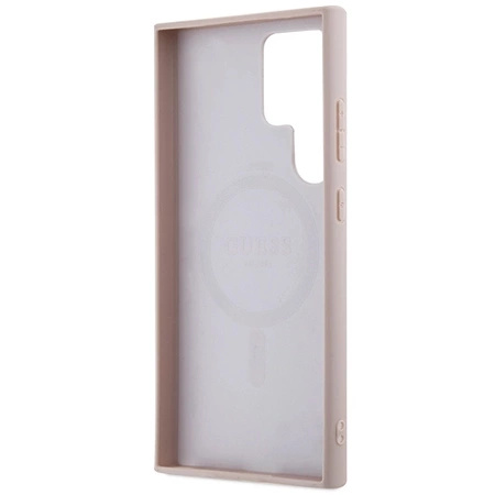 Etui Guess 4G Collection Leather Metal Logo MagSafe na Samsung Galaxy S24 Ultra - różowe