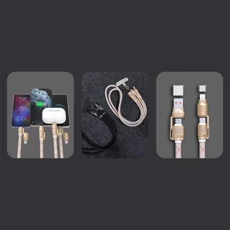 DUDAO KABEL 4W1 SMYCZ USB-A USB-C DO LIGHTNING PD QC 65W 1.5M DO TELEFONÓW