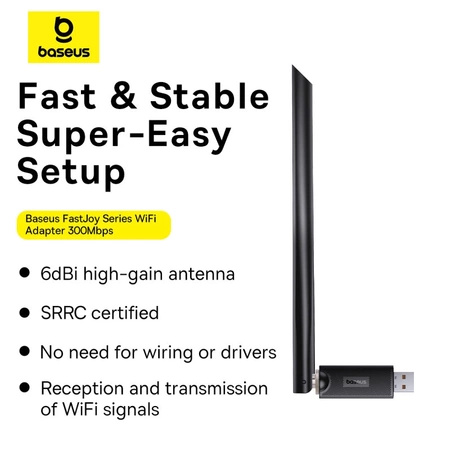 Karta sieciowa USB Baseus BS-OH172 300Mb/s - czarna