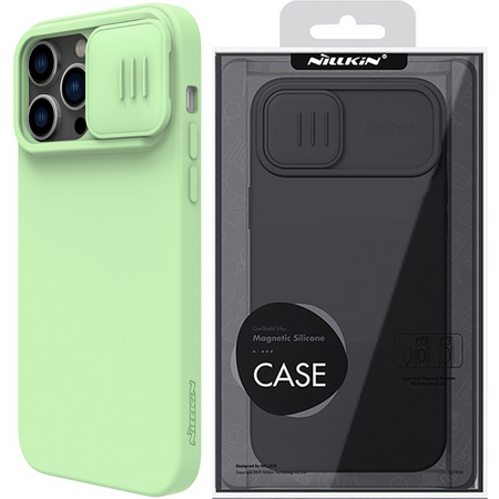 Nillkin CamShield Silky Silicone Case etui iPhone 14 Pro Max pokrowiec z osłoną na aparat zielony