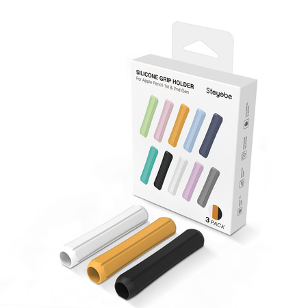 Stoyobe Silicone Holder zestaw uchwytów silikonowych dla Apple Pencil 1 / Apple Pencil 2 / Huawei M-Pencil  pomarańczowy+czarny+biały (3 szt.)