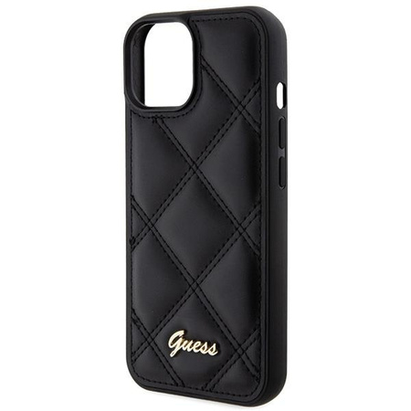 Etui Guess Quilted Metal Logo na iPhone 15 - czarne