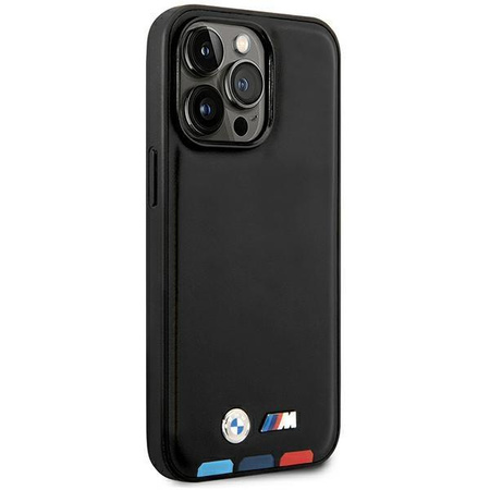 Etui BMW BMHCP14L22PTDK iPhone 14 Pro 6,1" czarny/black Leather Stamp Tricolor