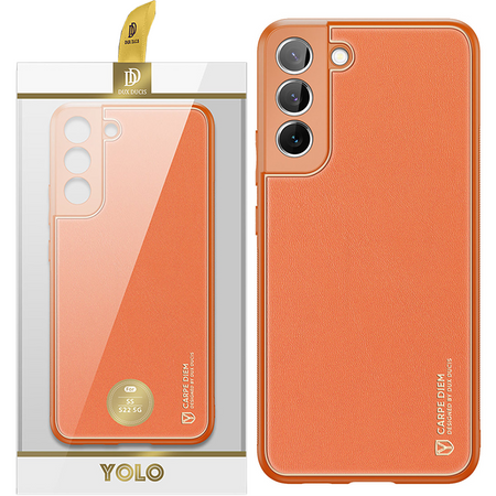 Dux Ducis Yolo eleganckie etui pokrowiec ze skóry ekologicznej Samsung Galaxy S22+ (S22 Plus) pomarańczowy