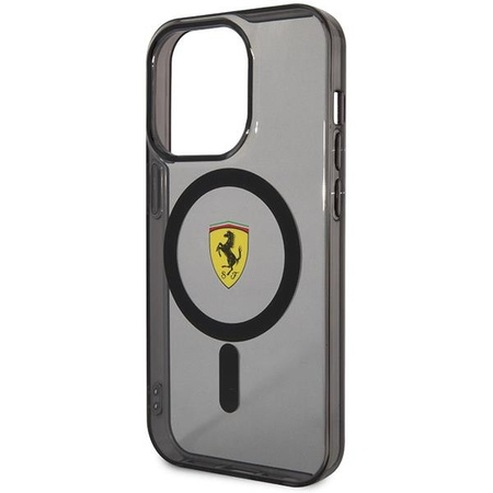 Etui Ferrari FEHMP14LURKK na iPhone 14 Pro - czarne Translucent Magsafe