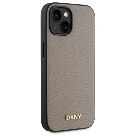 DKNY ETUI HARDCASE DO IPHONE 15 6.1 Z LOGO METALOWYM I DO MAGSAFE BEŻOWE