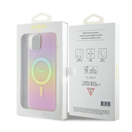 Guess GUHMP15MHITSP iPhone 15 Plus 6.7" różowy/pink hardcase IML Iridescent MagSafe