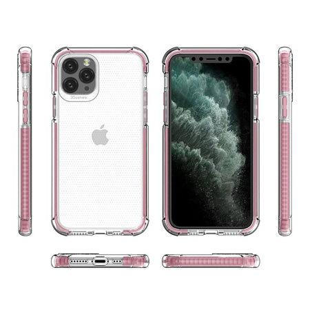 Spring Armor żelowy elastyczny pancerny pokrowiec z kolorową ramką do iPhone 12 mini różowy