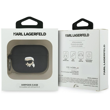 Etui Karl Lagerfeld Silicone Karl Head 3D do AirPods Pro 3 czarny
