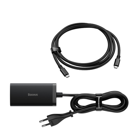 Baseus szybka ładowarka sieciowa GaN5 Pro HUB HDMI 2 x USB-C / USB-A / HDMI 4K 30Hz 1,5m czarna + kabel USB-C - USB-C 100W 40Gb/s (USB4) 1m (CCGP110201)