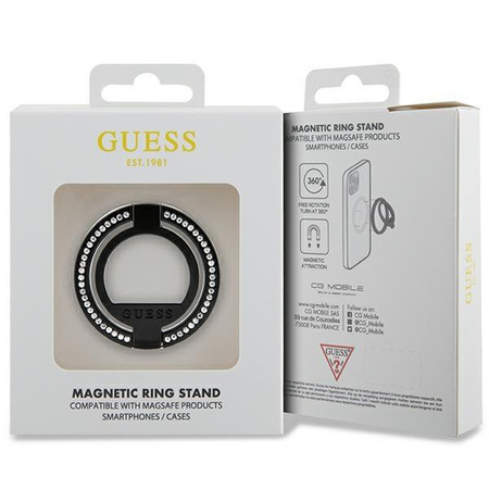 Etui Guess MagSafe Ring stand GUMRSALDGK - czarne Rhinestone