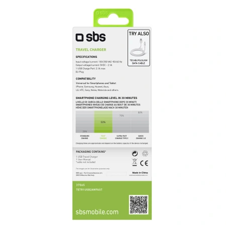 SBS ŁADOWARKA SIECIOWA 10W DO TELEFONÓW Z USB-A APPLE IPHONE 11 12 13 14 15