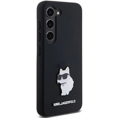 Etui Karl Lagerfeld Silicone Choupette Metal Pin na Samsung Galaxy S23 - czarne