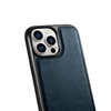 iCarer Leather Oil Wax etui pokryte naturalną skórą do iPhone 14 Pro Max (kompatybilne z MagSafe) niebieski (WMI14220720-BU)