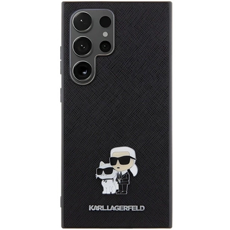Etui Karl Lagerfeld Saffiano Karl&Choupette Metal Pin na Samsung Galaxy S24 Ultra - czarne