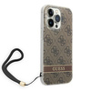Guess GUOHCP14LH4STW iPhone 14 Pro 6,1" brązowy/brown hardcase 4G Print Strap